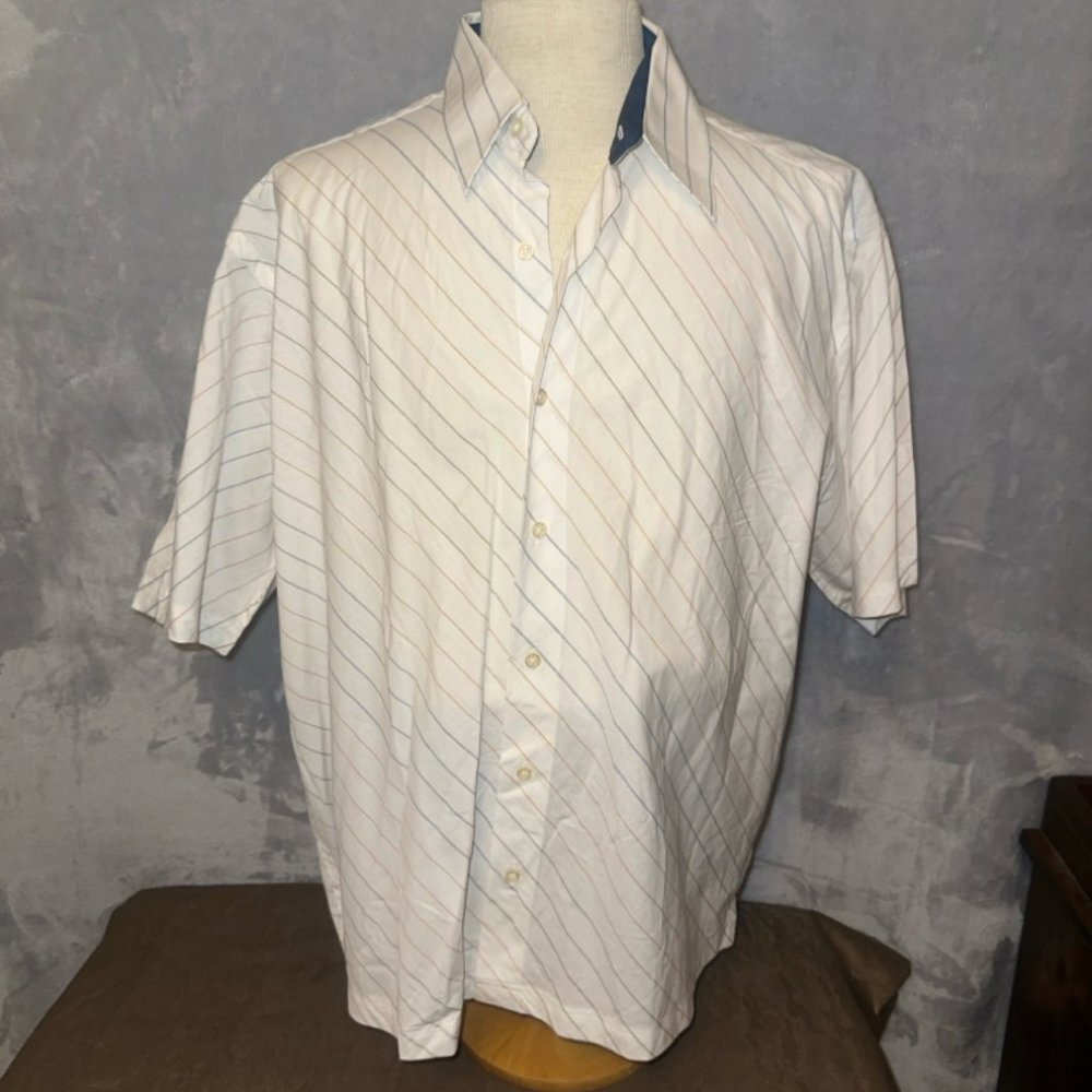 VINTAGE Henry Grethel Men's Stripe Button Front Shirt Long Sleeve XL‎